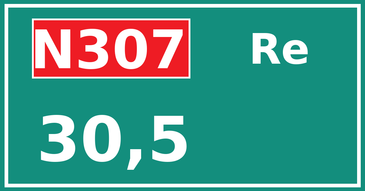 Hectometerbord N307 30,5 zijde Re