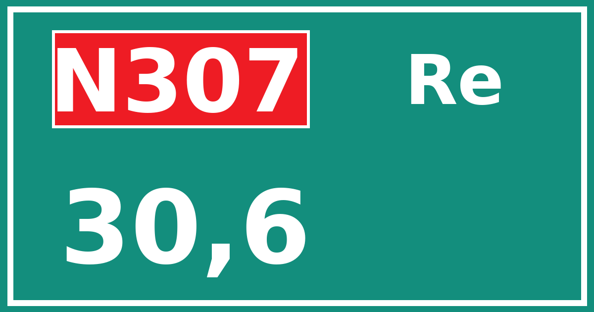 Hectometerbord N307 30,6 zijde Re