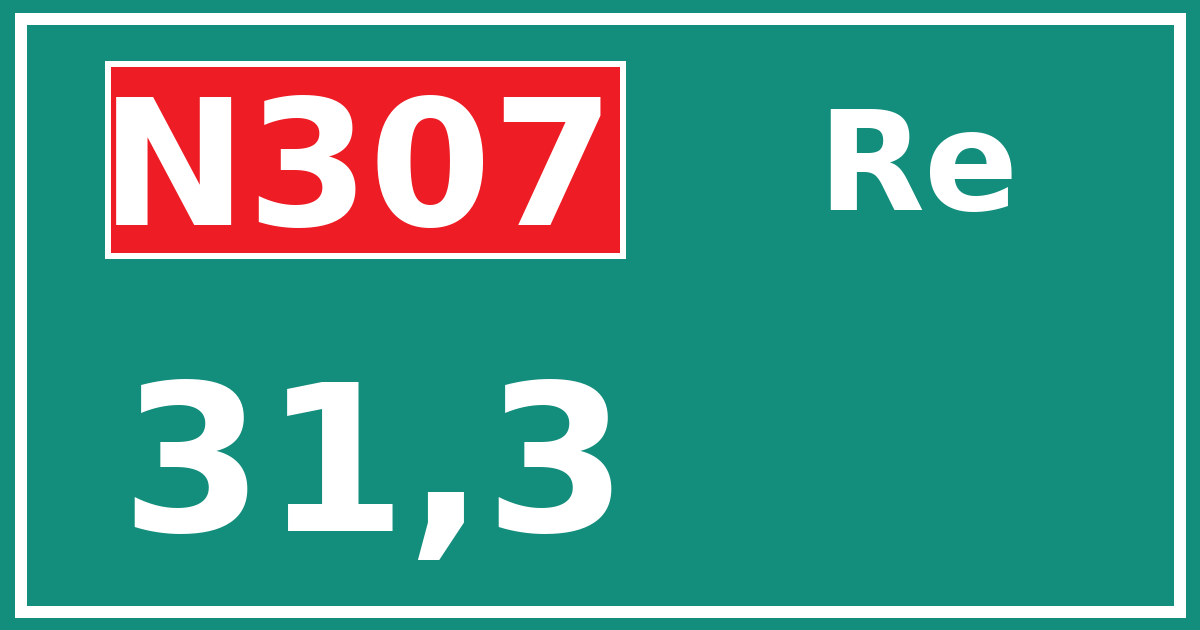 Hectometerbord N307 31,3 zijde Re