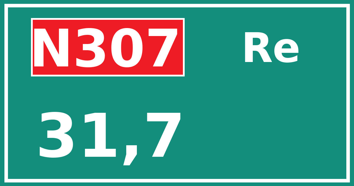 Hectometerbord N307 31,7 zijde Re