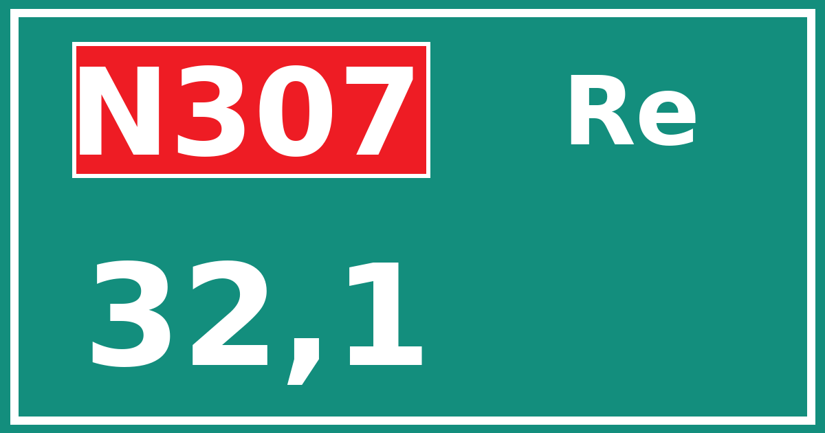 Hectometerbord N307 32,1 zijde Re