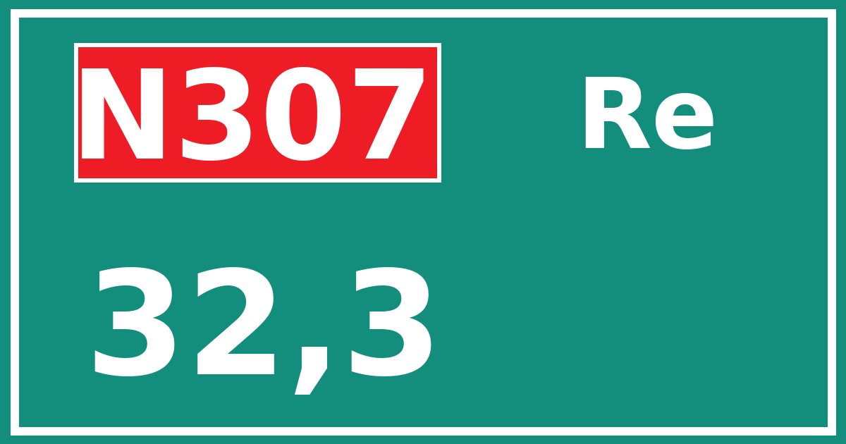 Hectometerbord N307 32,3 zijde Re