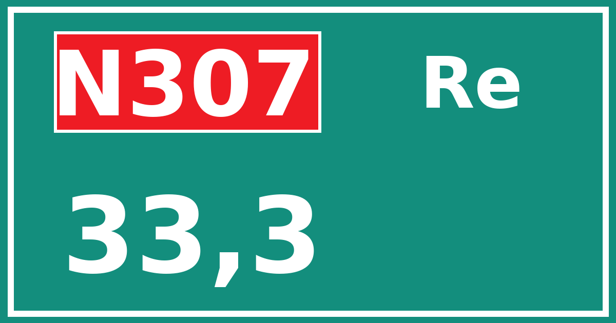 Hectometerbord N307 33,3 zijde Re