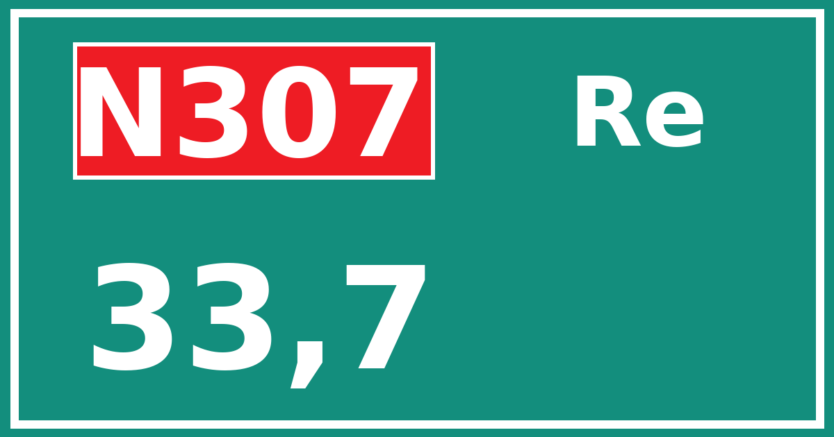 Hectometerbord N307 33,7 zijde Re