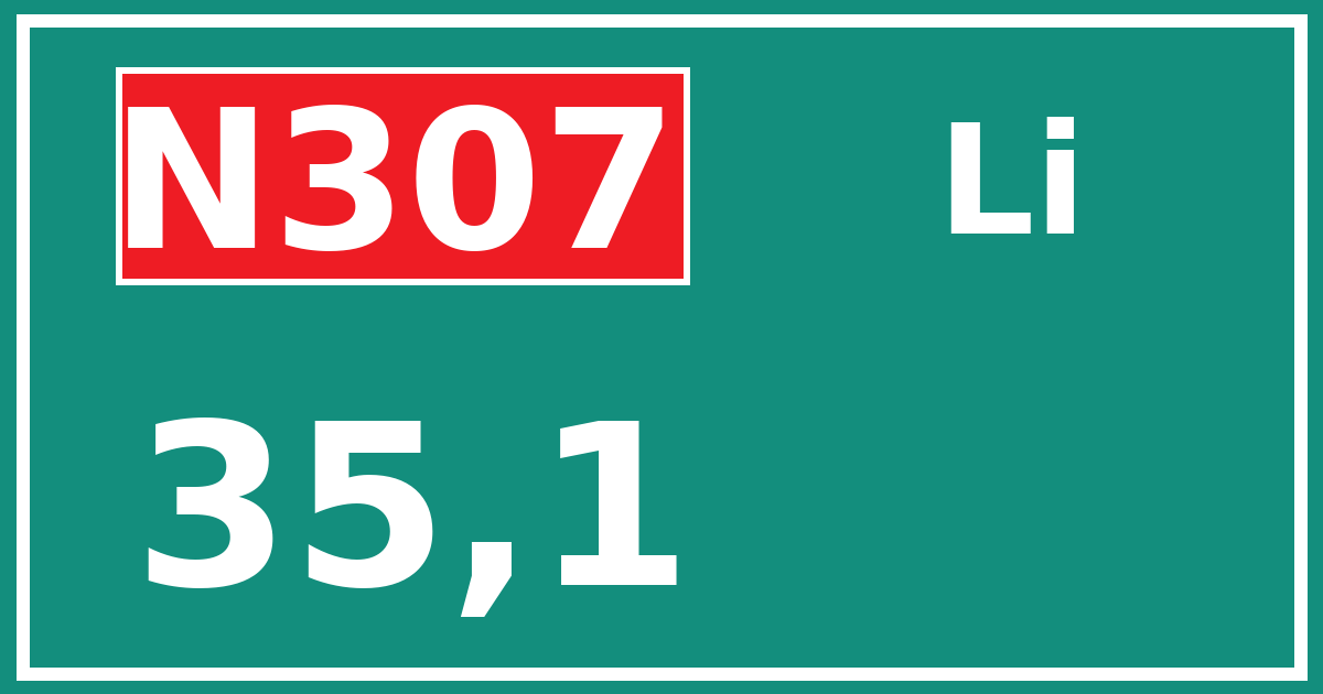 Hectometerbord N307 35,1 zijde Li