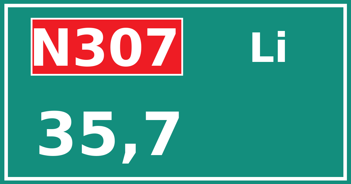 Hectometerbord N307 35,7 zijde Li