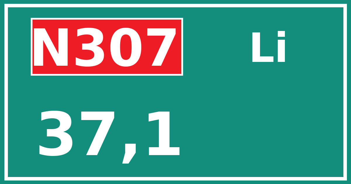 Hectometerbord N307 37,1 zijde Li