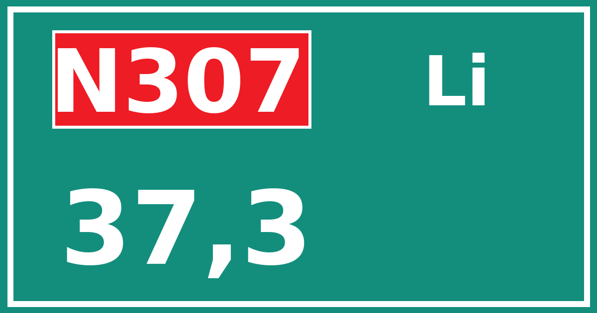 Hectometerbord N307 37,3 zijde Li