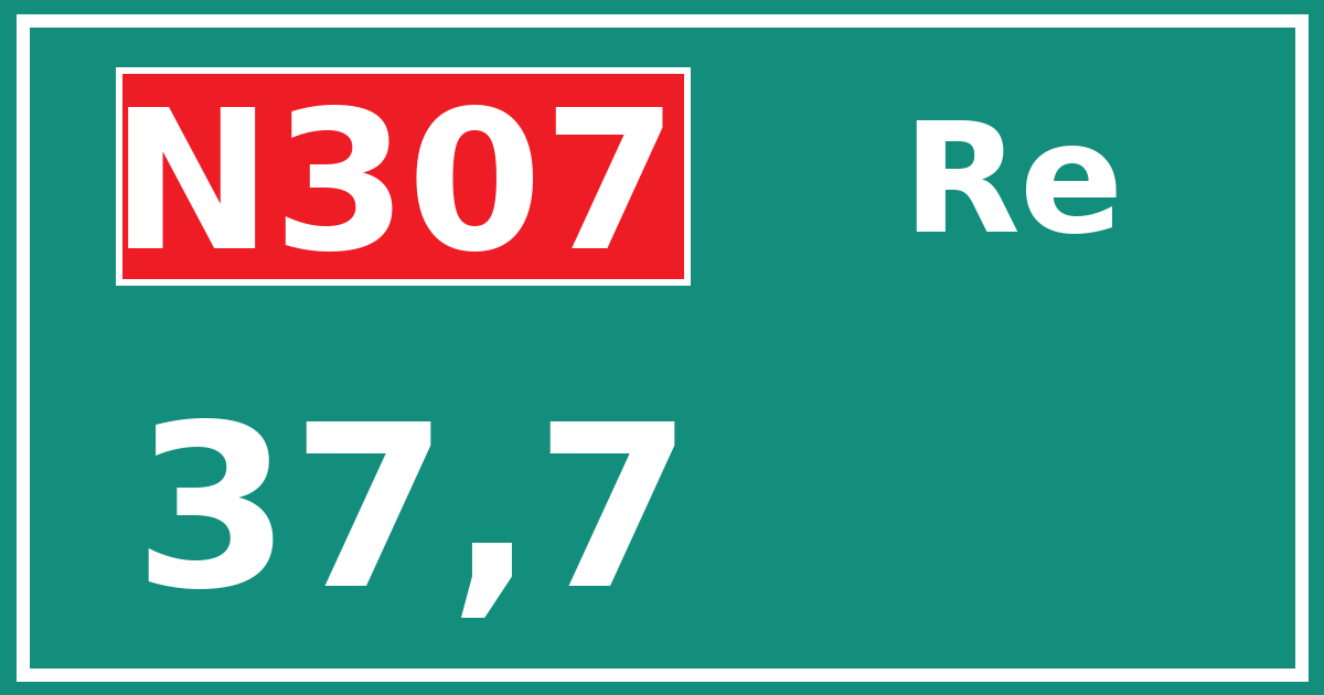 Hectometerbord N307 37,7 zijde Re