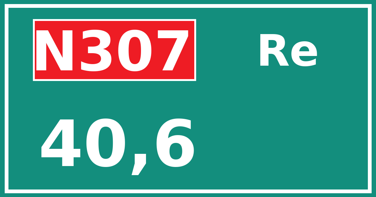 Hectometerbord N307 40,6 zijde Re