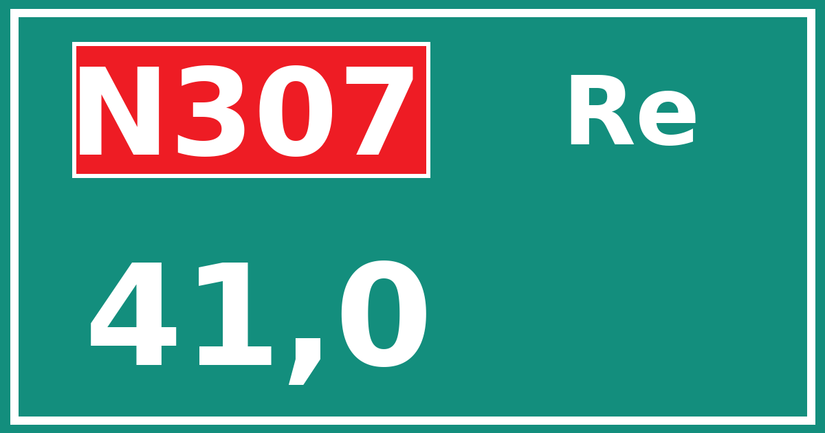 Hectometerbord N307 41,0 zijde Re