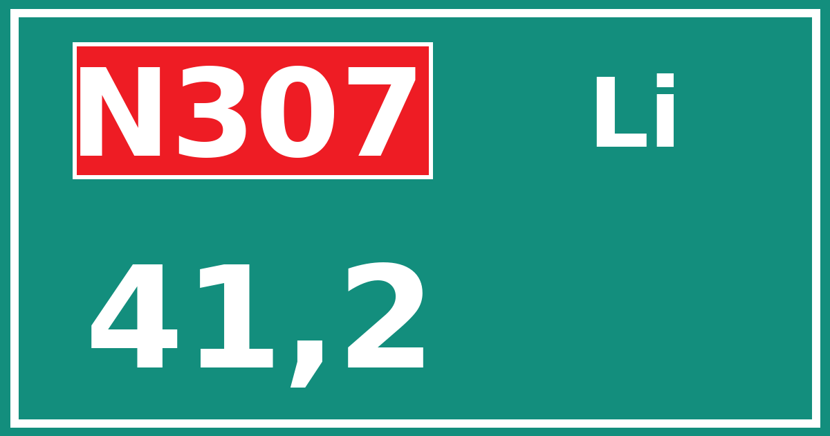 Hectometerbord N307 41,2 zijde Li