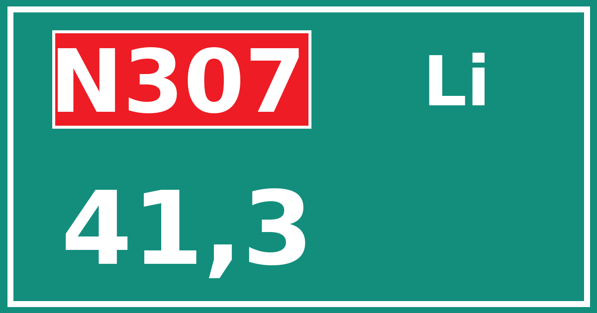 Hectometerbord N307 41,3 zijde Li