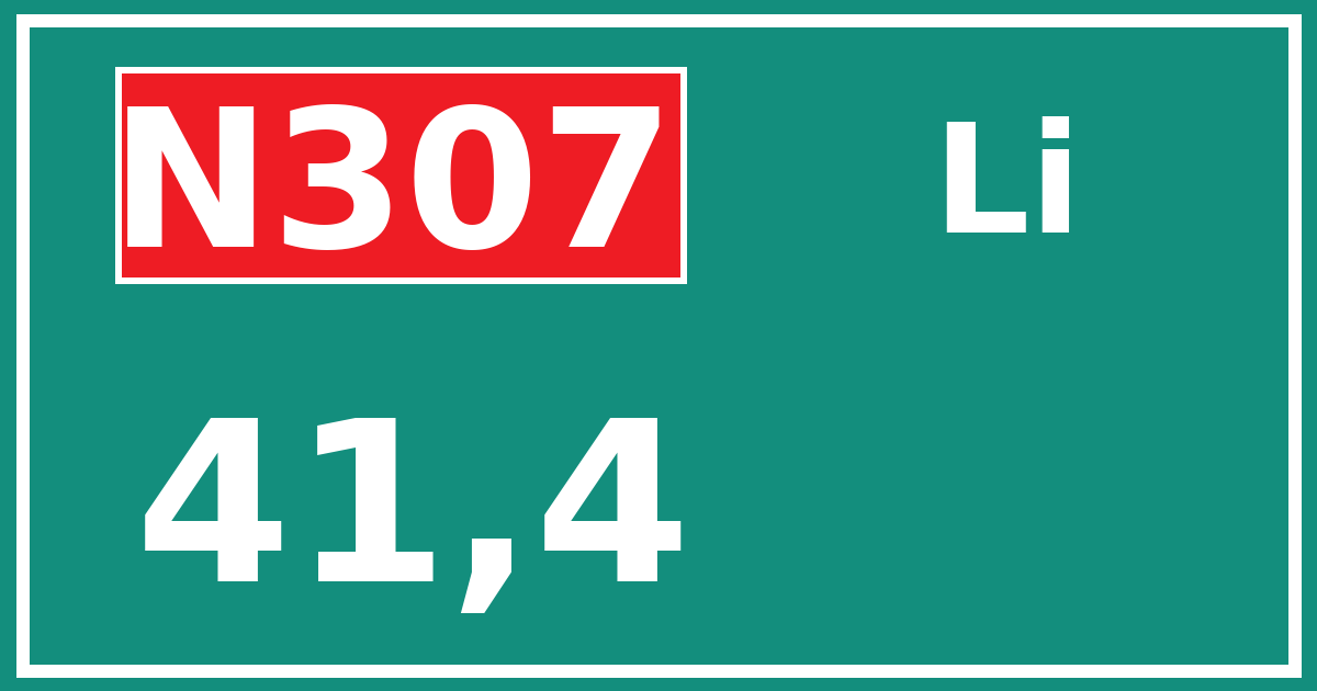 Hectometerbord N307 41,4 zijde Li