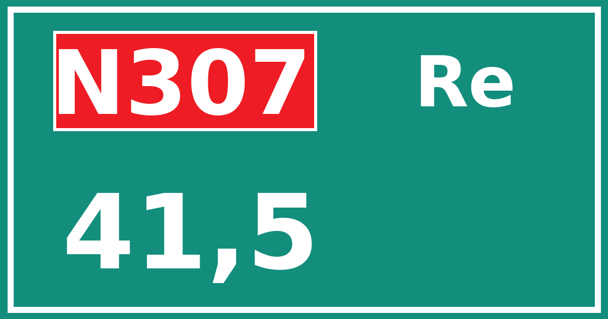 Hectometerbord N307 41,5 zijde Re
