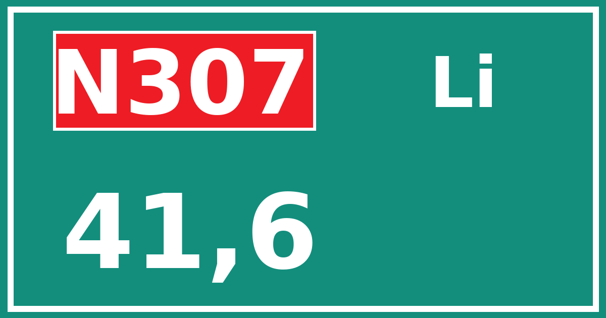 Hectometerbord N307 41,6 zijde Li