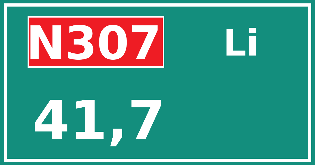 Hectometerbord N307 41,7 zijde Li