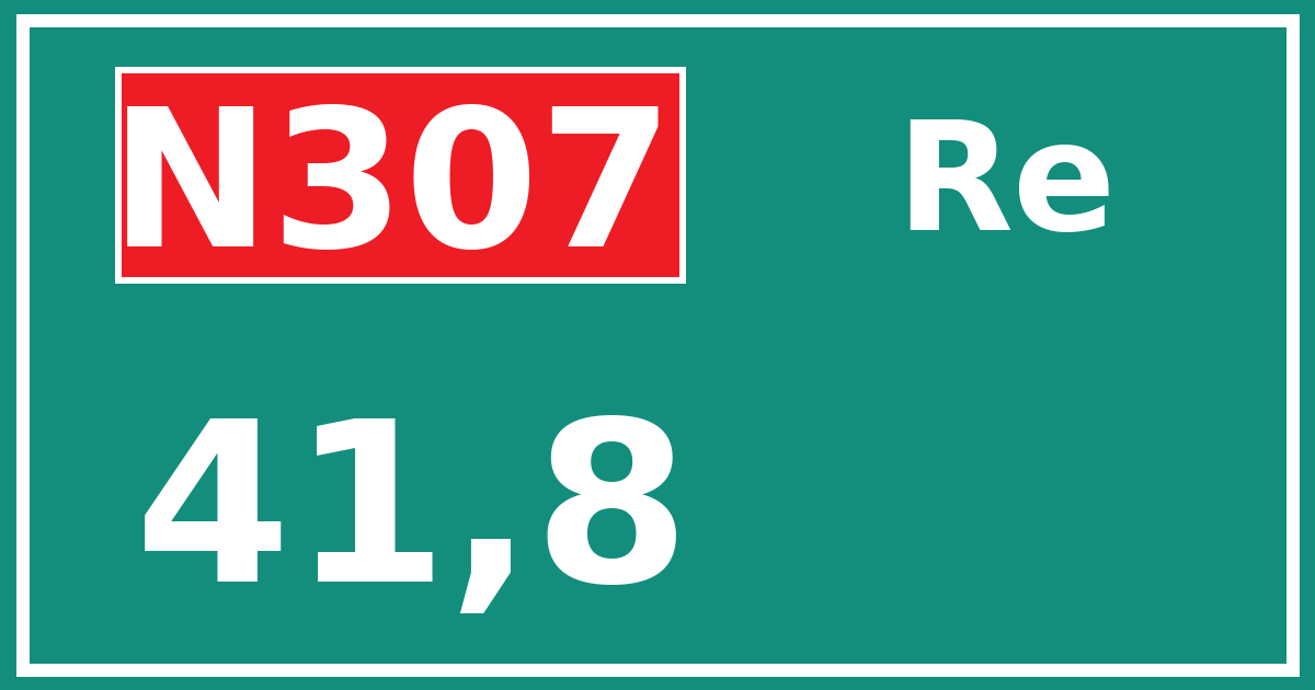 Hectometerbord N307 41,8 zijde Re