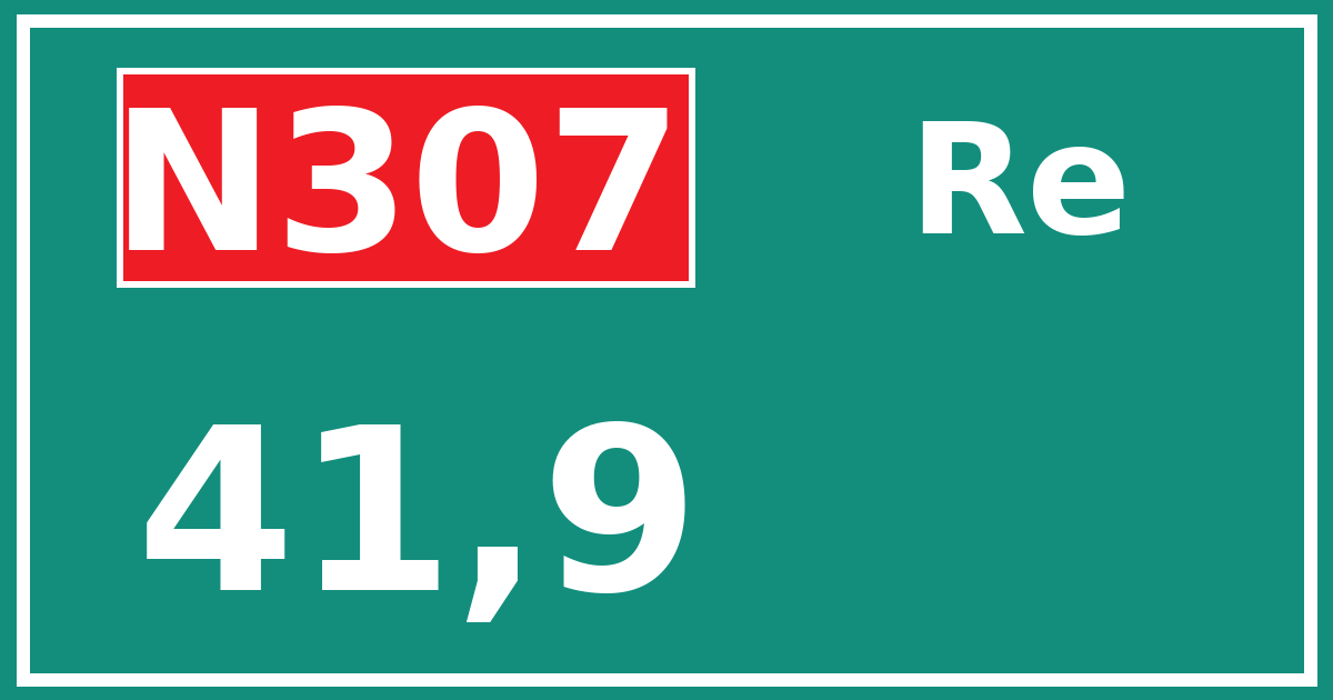 Hectometerbord N307 41,9 zijde Re