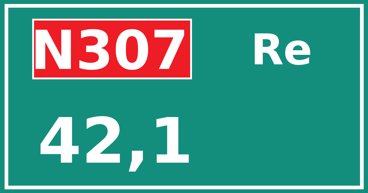 Hectometerbord N307 42,1 zijde Re