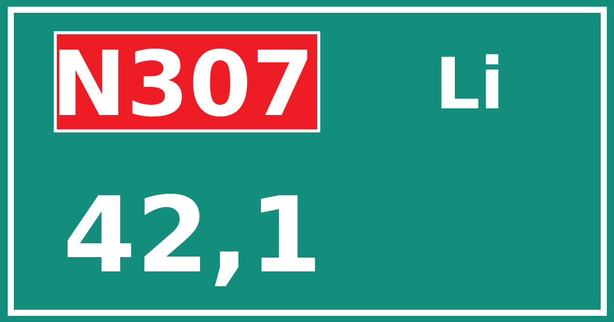 Hectometerbord N307 42,1 zijde Li