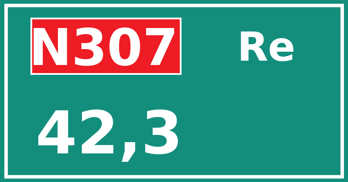 Hectometerbord N307 42,3 zijde Re