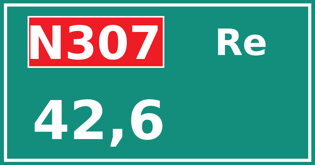 Hectometerbord N307 42,6 zijde Re