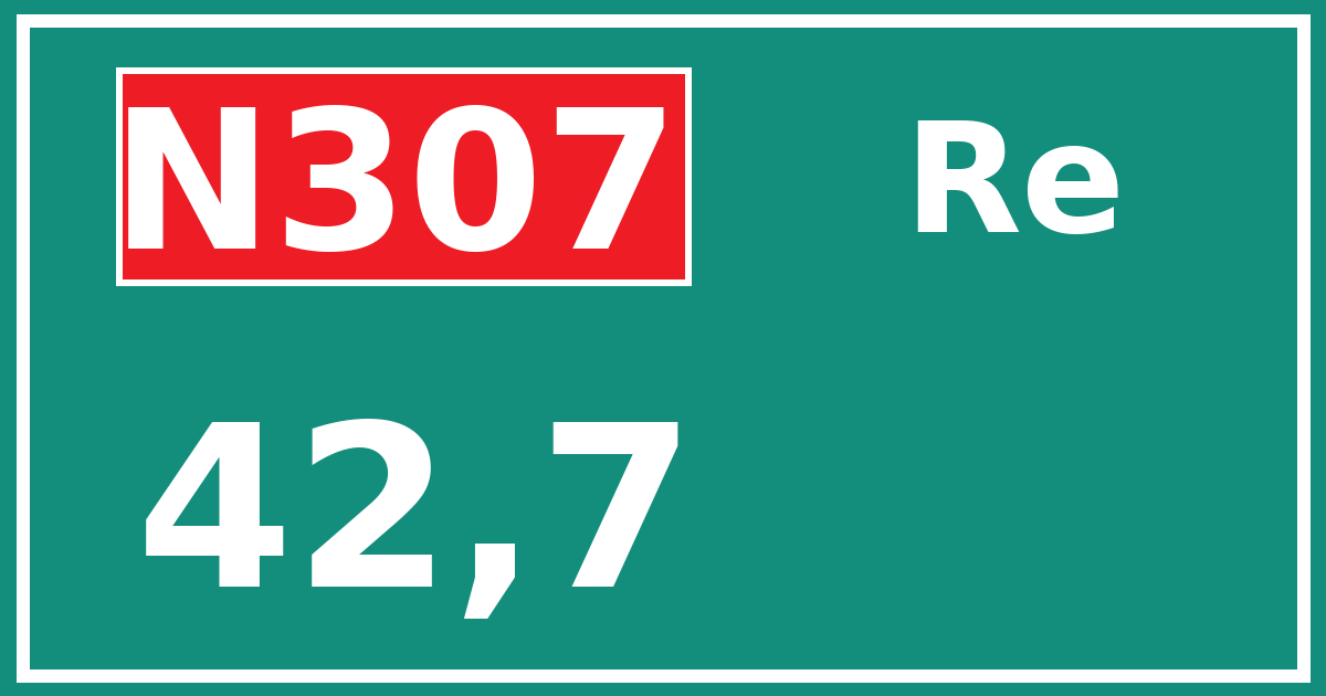 Hectometerbord N307 42,7 zijde Re