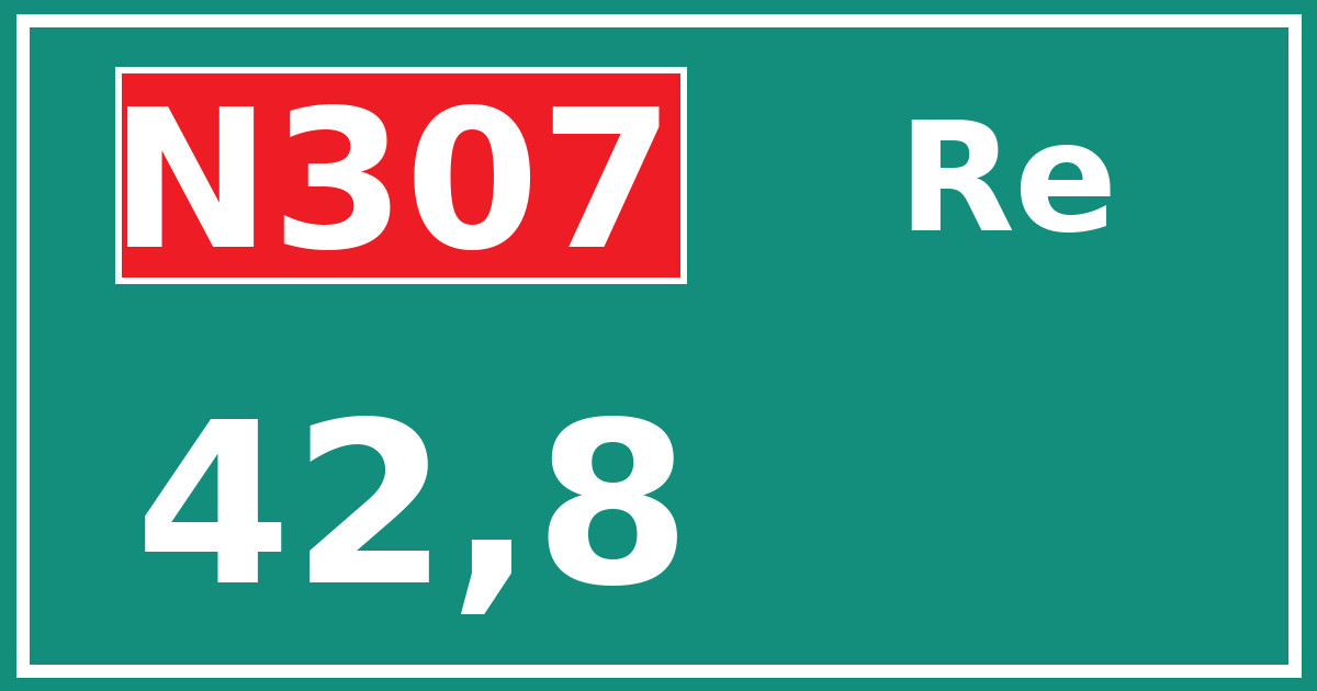 Hectometerbord N307 42,8 zijde Re