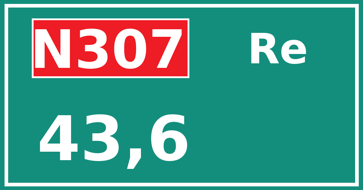 Hectometerbord N307 43,6 zijde Re