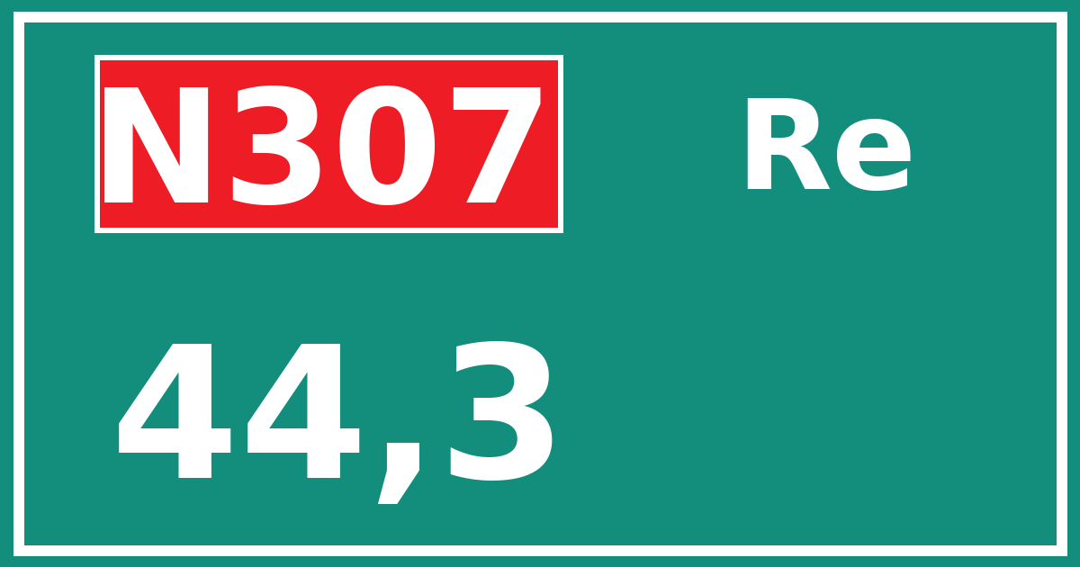 Hectometerbord N307 44,3 zijde Re