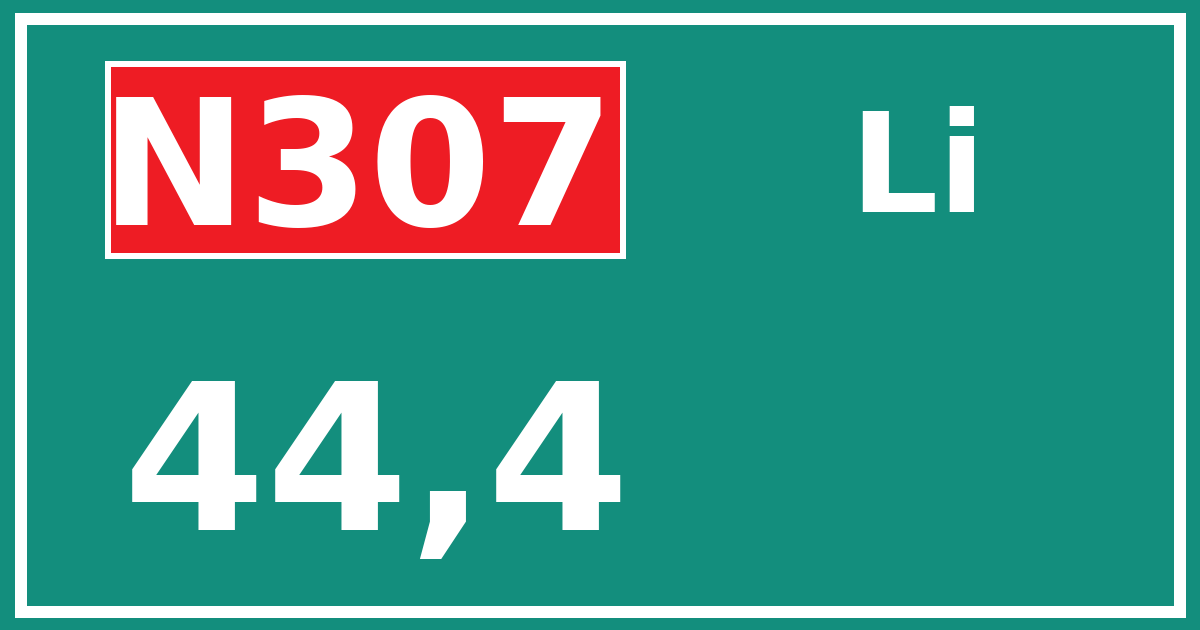 Hectometerbord N307 44,4 zijde Li