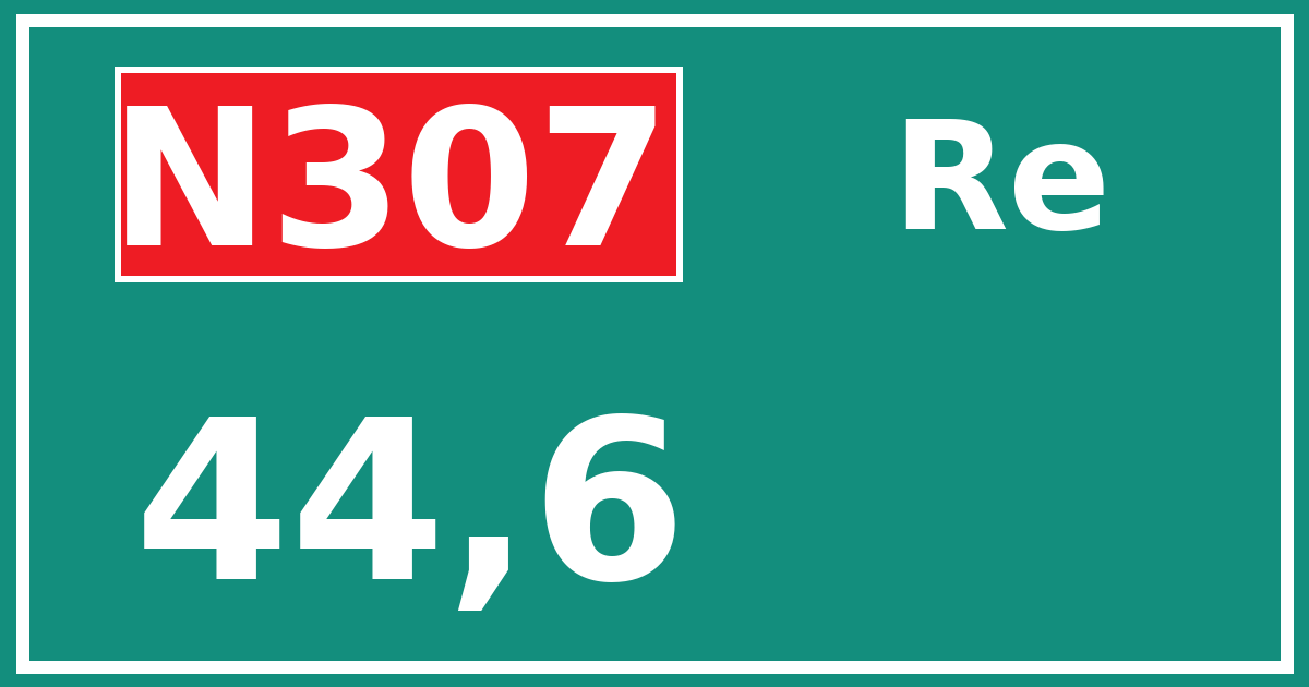 Hectometerbord N307 44,6 zijde Re