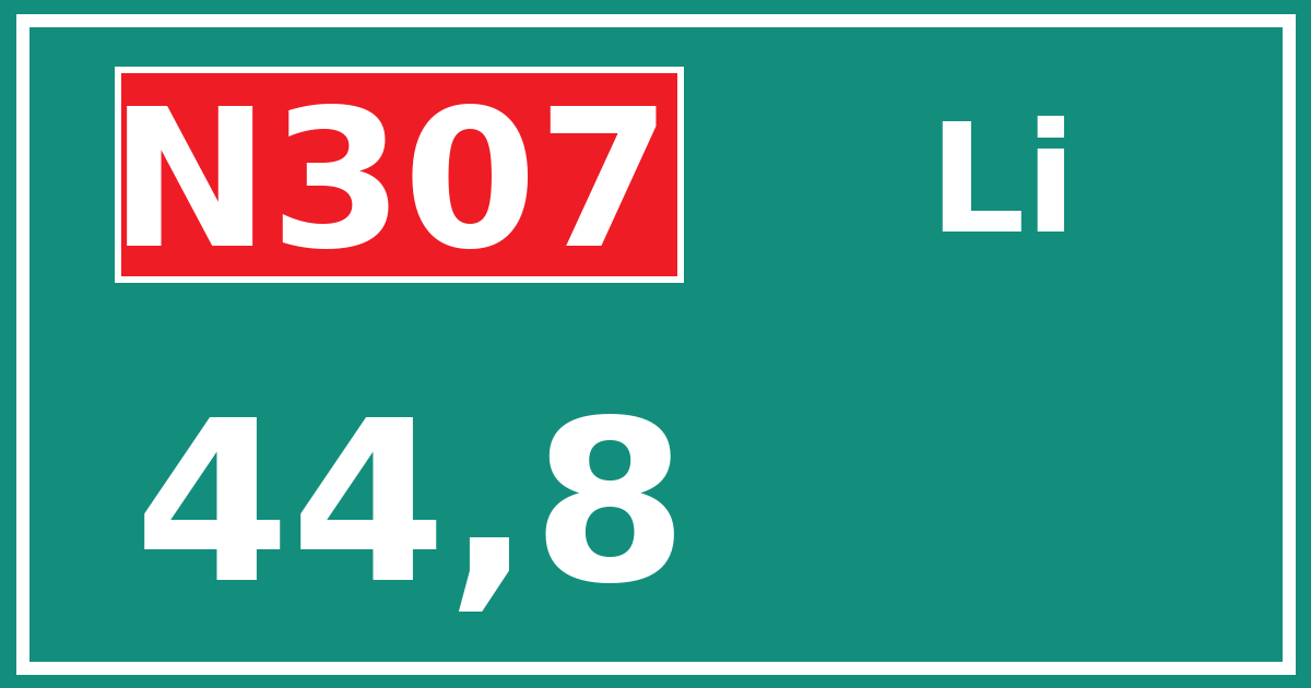 Hectometerbord N307 44,8 zijde Li