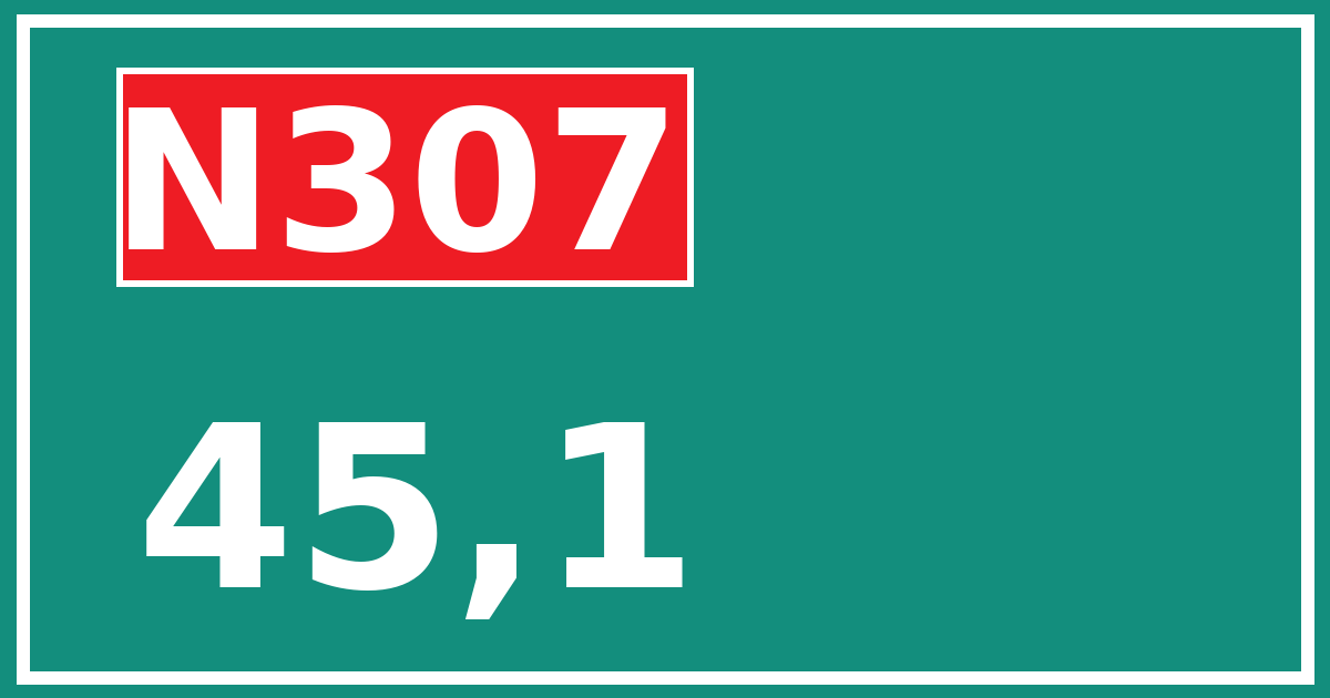 Hectometerbord N307 45,1