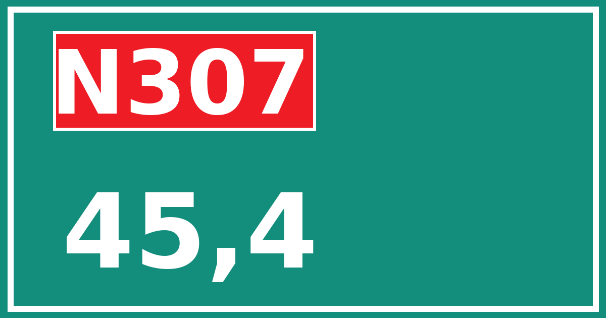 Hectometerbord N307 45,4