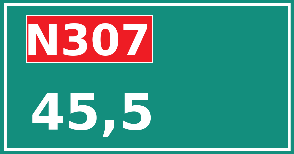 Hectometerbord N307 45,5