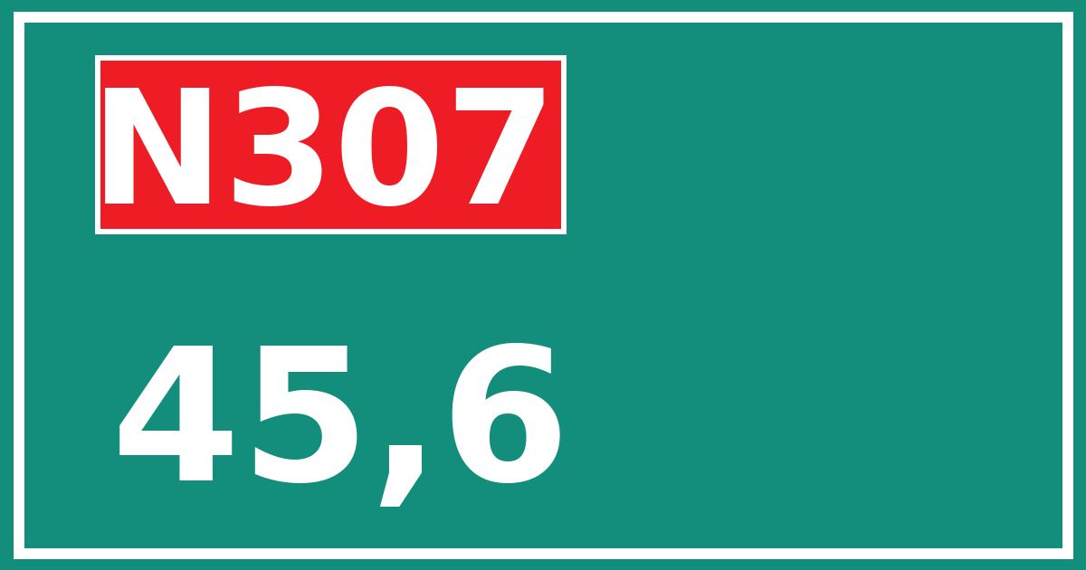 Hectometerbord N307 45,6