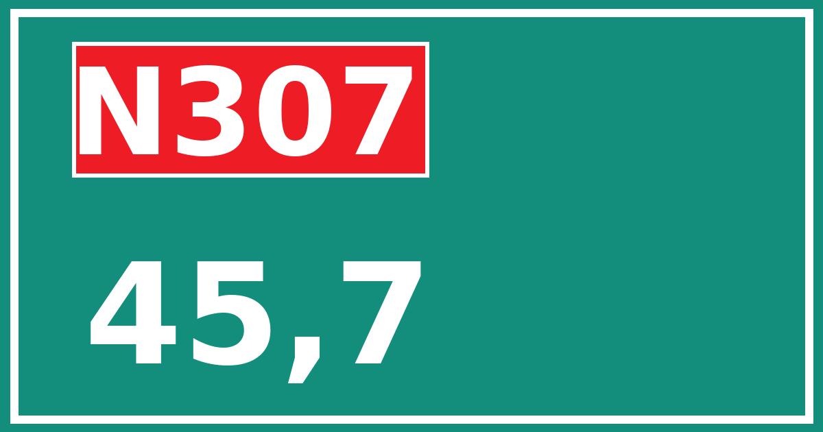 Hectometerbord N307 45,7