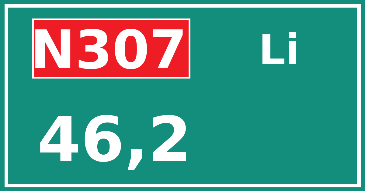 Hectometerbord N307 46,2 zijde Li