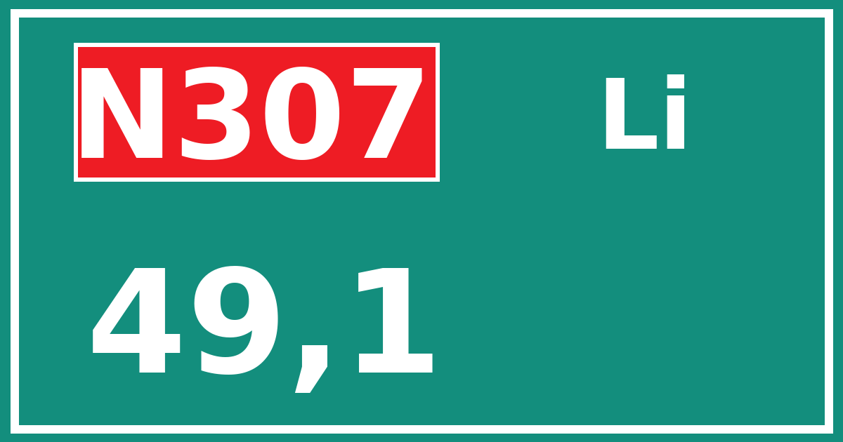 Hectometerbord N307 49,1 zijde Li