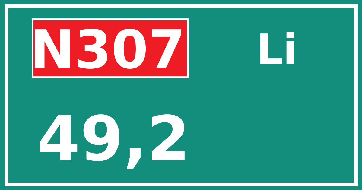 Hectometerbord N307 49,2 zijde Li
