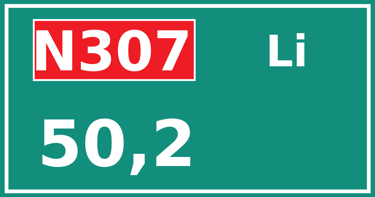 Hectometerbord N307 50,2 zijde Li