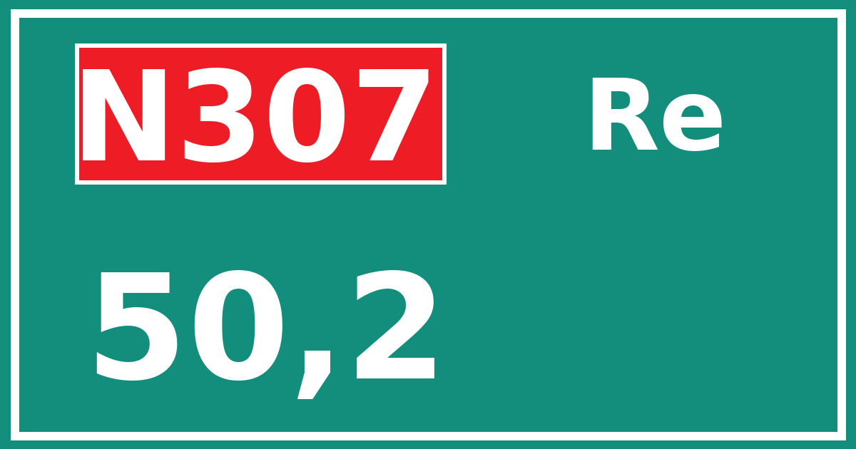 Hectometerbord N307 50,2 zijde Re