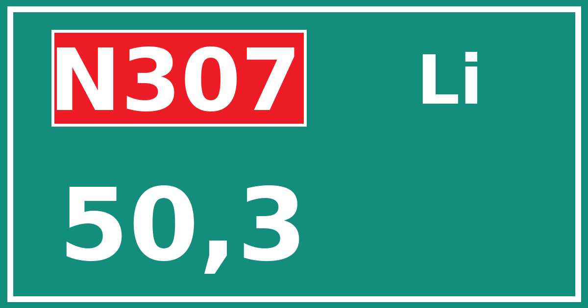 Hectometerbord N307 50,3 zijde Li