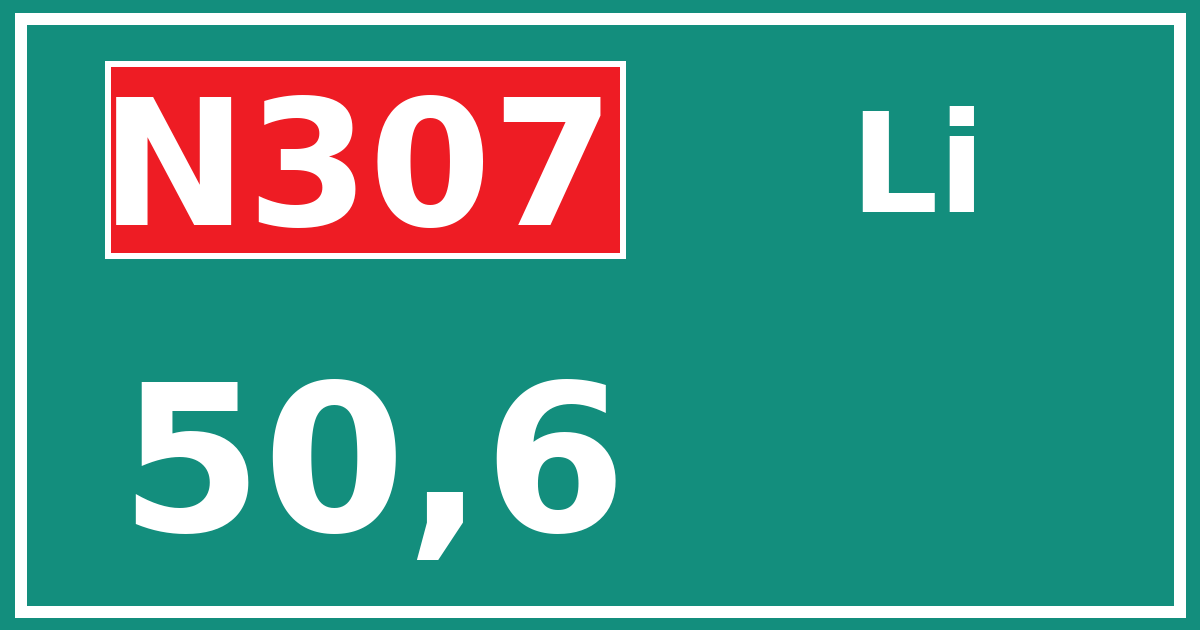 Hectometerbord N307 50,6 zijde Li