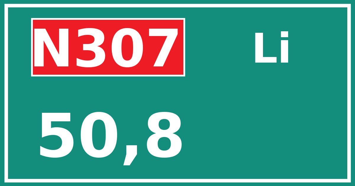 Hectometerbord N307 50,8 zijde Li