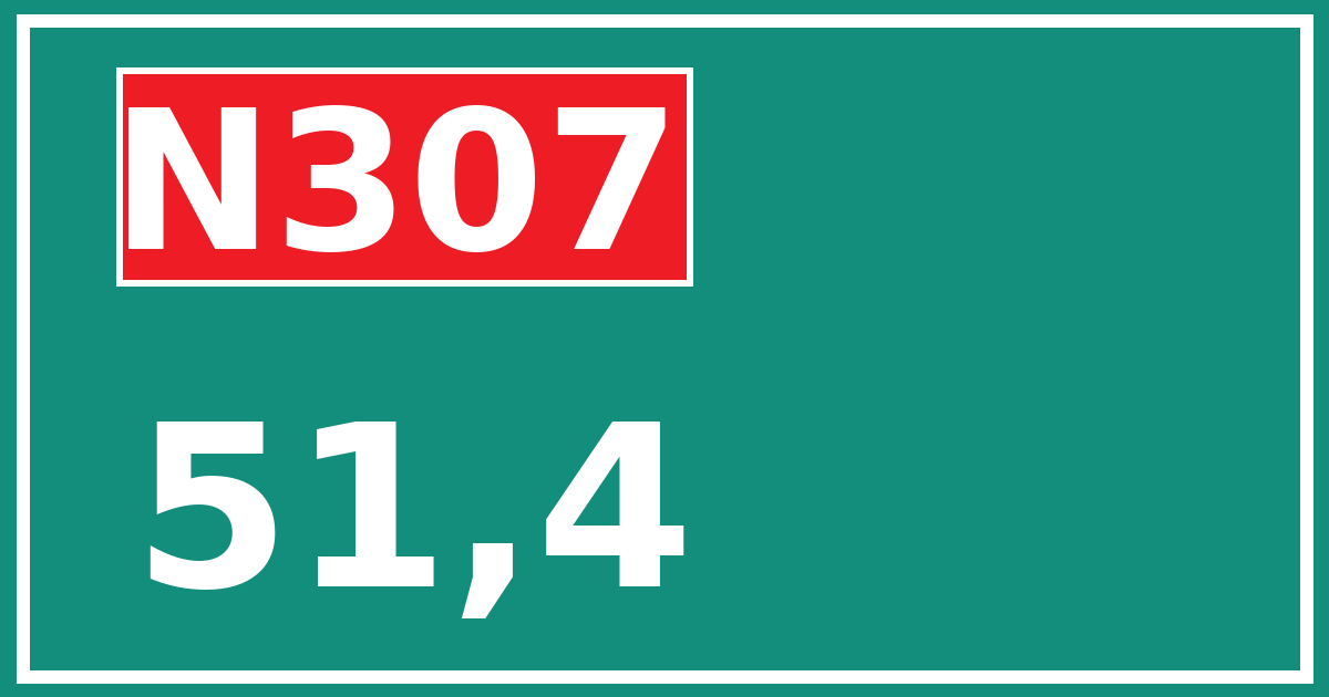 Hectometerbord N307 51,4