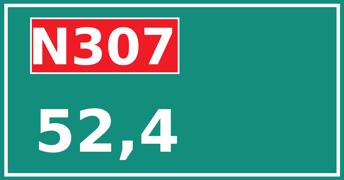 Hectometerbord N307 52,4