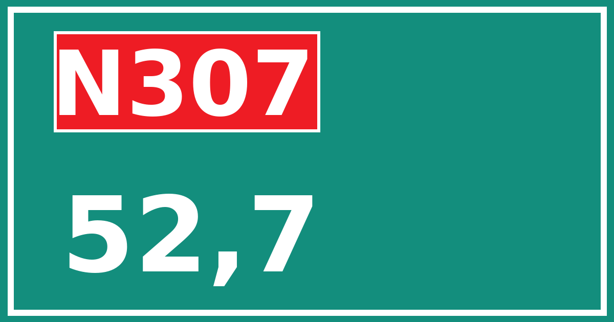 Hectometerbord N307 52,7